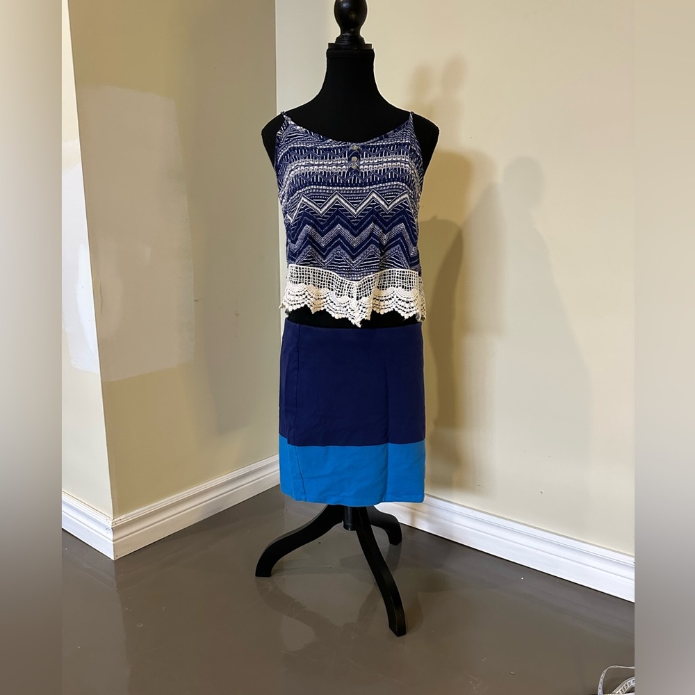 Smart Set Navy and Sky Blue Pencil Skirt